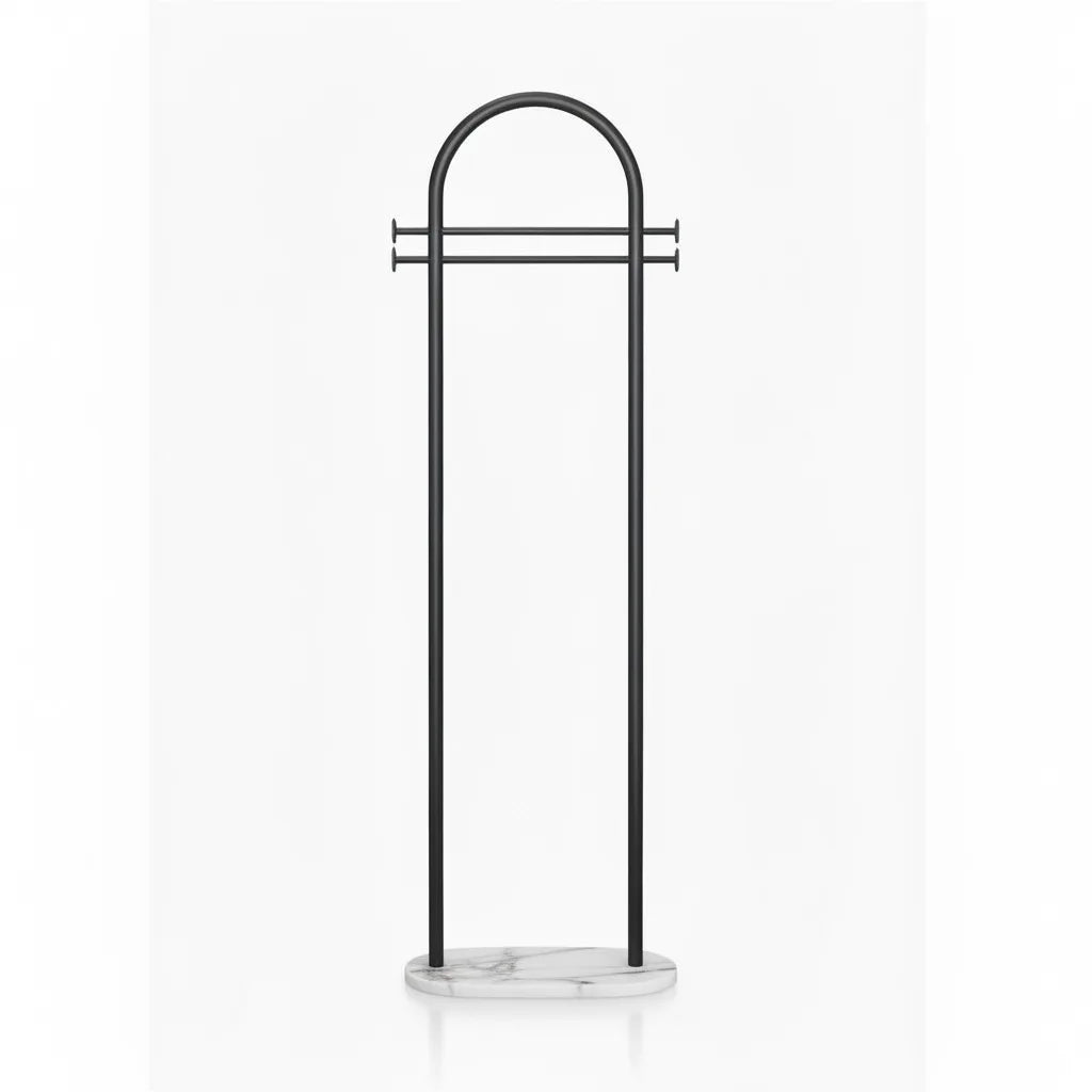Clothes Rack Freestanding Curved Arch Marble-Effect Base