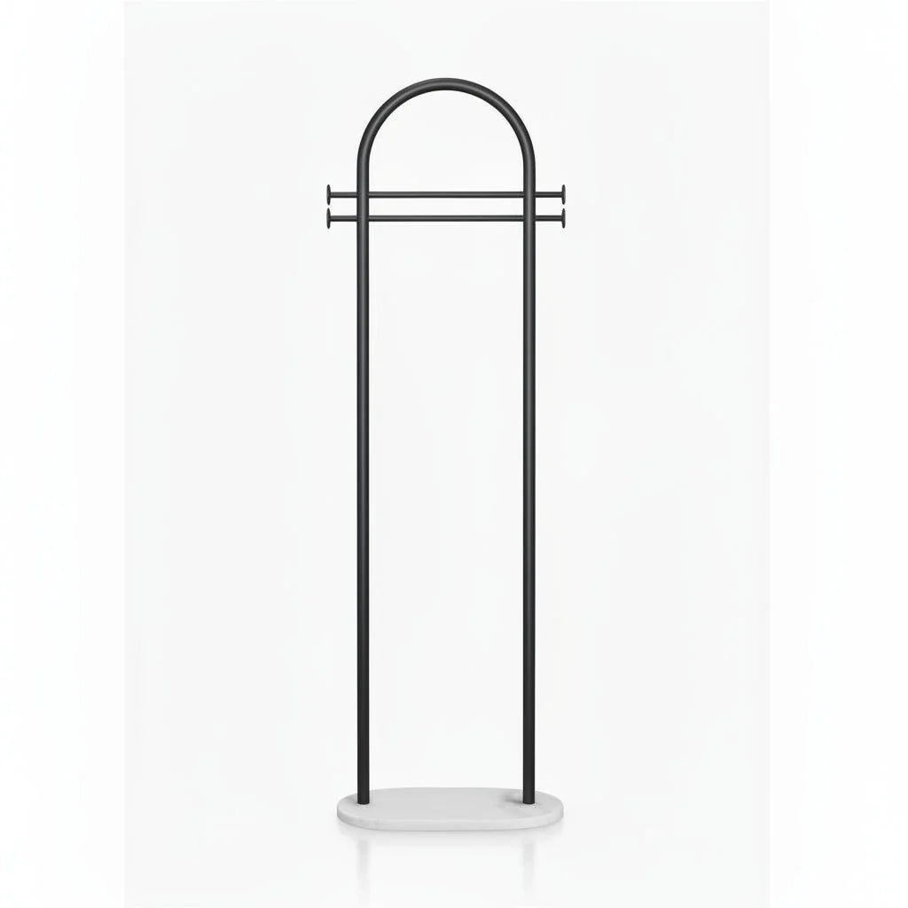 Clothes Rack Freestanding Curved Arch Marble-Effect Base