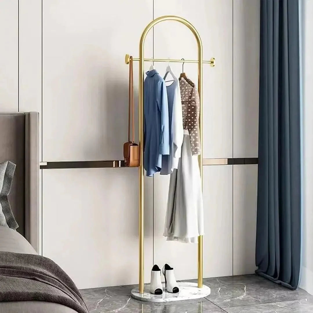 Clothes Rack Freestanding Curved Arch Marble-Effect Base