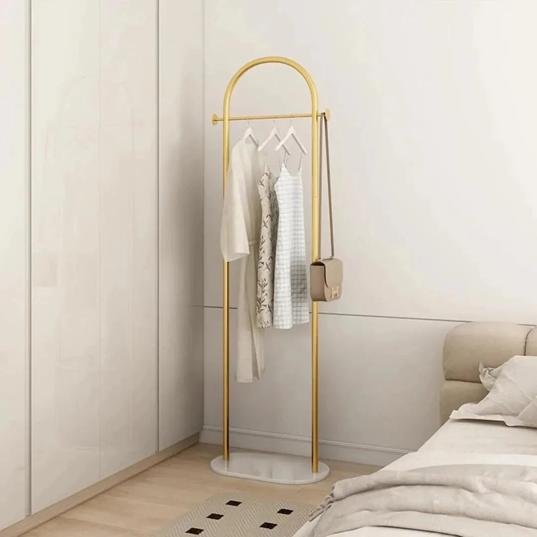 Clothes Rack Freestanding Curved Arch Marble-Effect Base