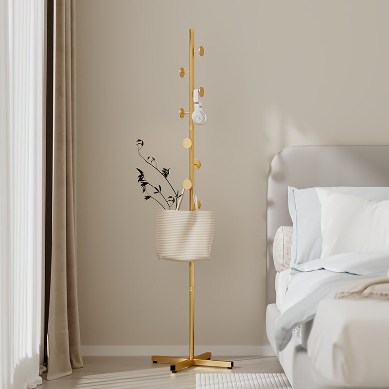 Clothes Rack Freestanding Powder-Coated Metal Multiple Hooks