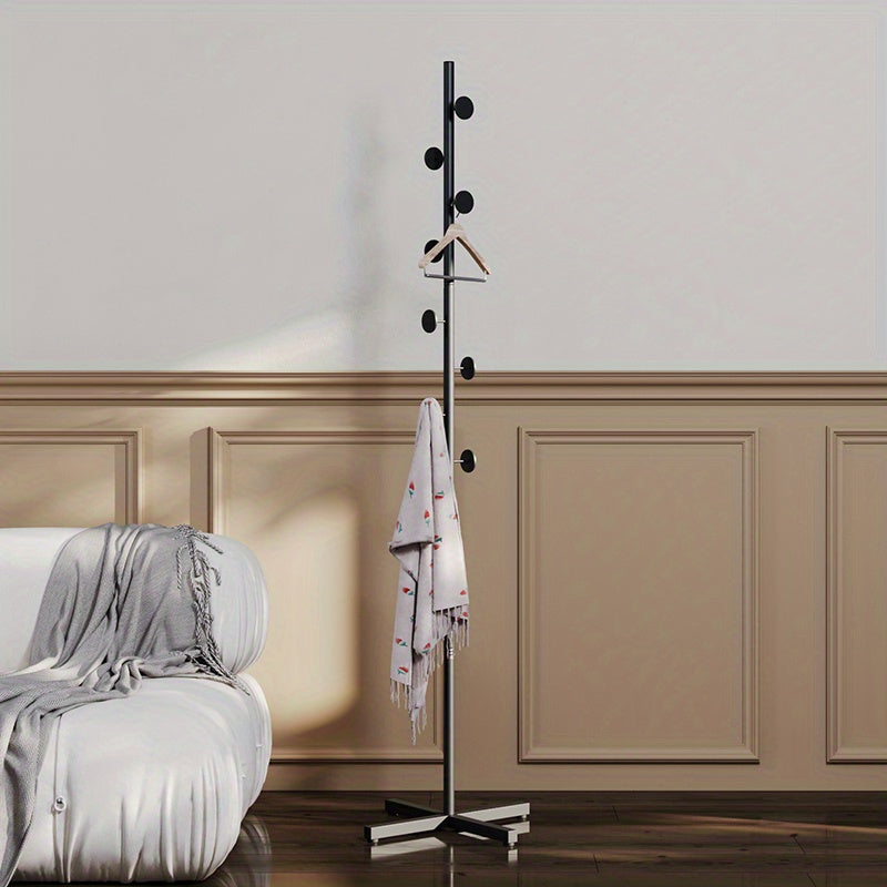 Clothes Rack Freestanding Powder-Coated Metal Multiple Hooks