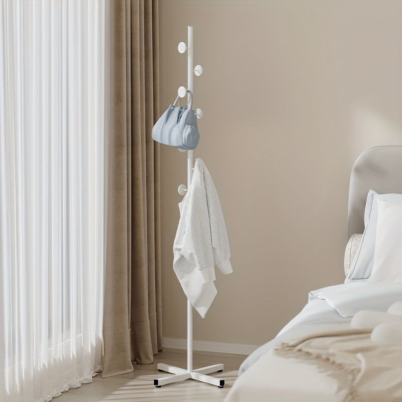 Clothes Rack Freestanding Powder-Coated Metal Multiple Hooks