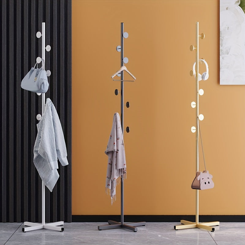 Clothes Rack Freestanding Powder-Coated Metal Multiple Hooks