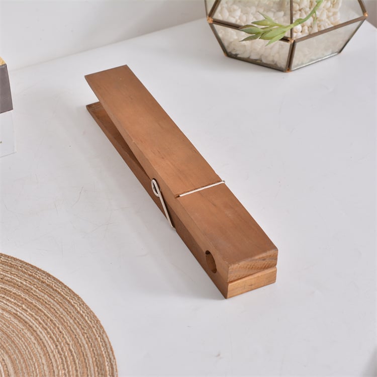 Clothespin Towel Holder Rustic Wood & Stainless Steel Spring