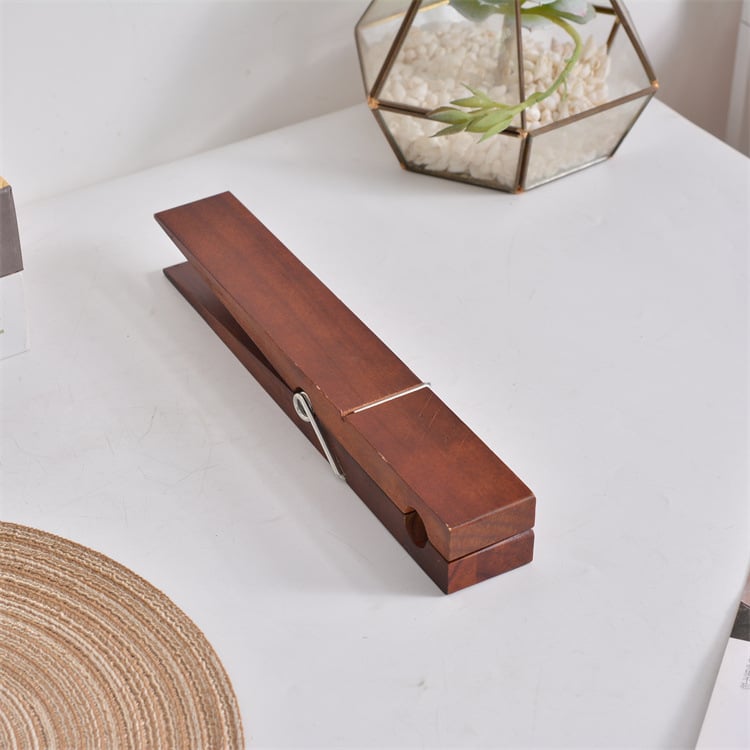 Clothespin Towel Holder Rustic Wood & Stainless Steel Spring