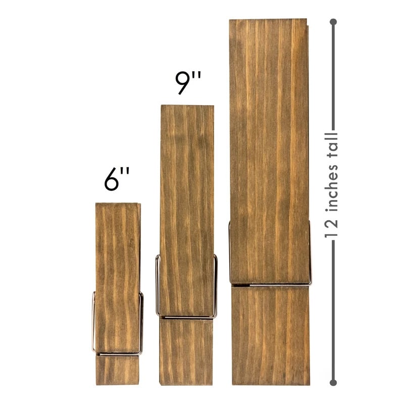 Clothespin Towel Holder Rustic Wood & Stainless Steel Spring