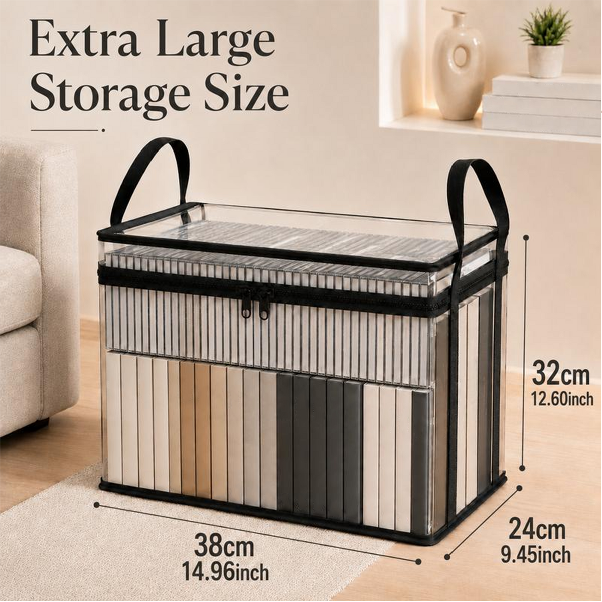 Clothing Storage Bag Clear Front Water-Repellent Zipper Reinforced Handles