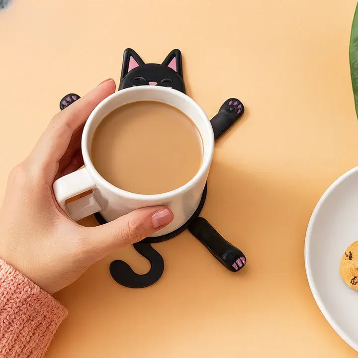 Coaster Cat Shape Heat & Water-Resistant Wipe Clean