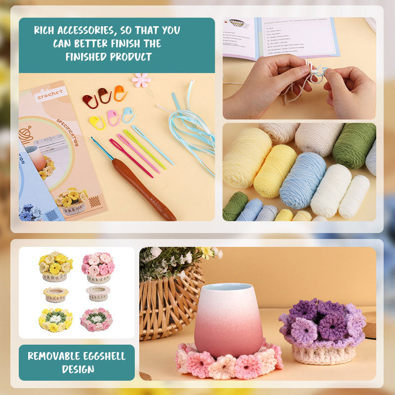 Coaster Kit DIY Soft Wool Floral