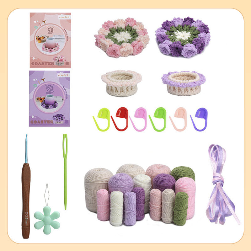 Coaster Kit DIY Soft Wool Floral