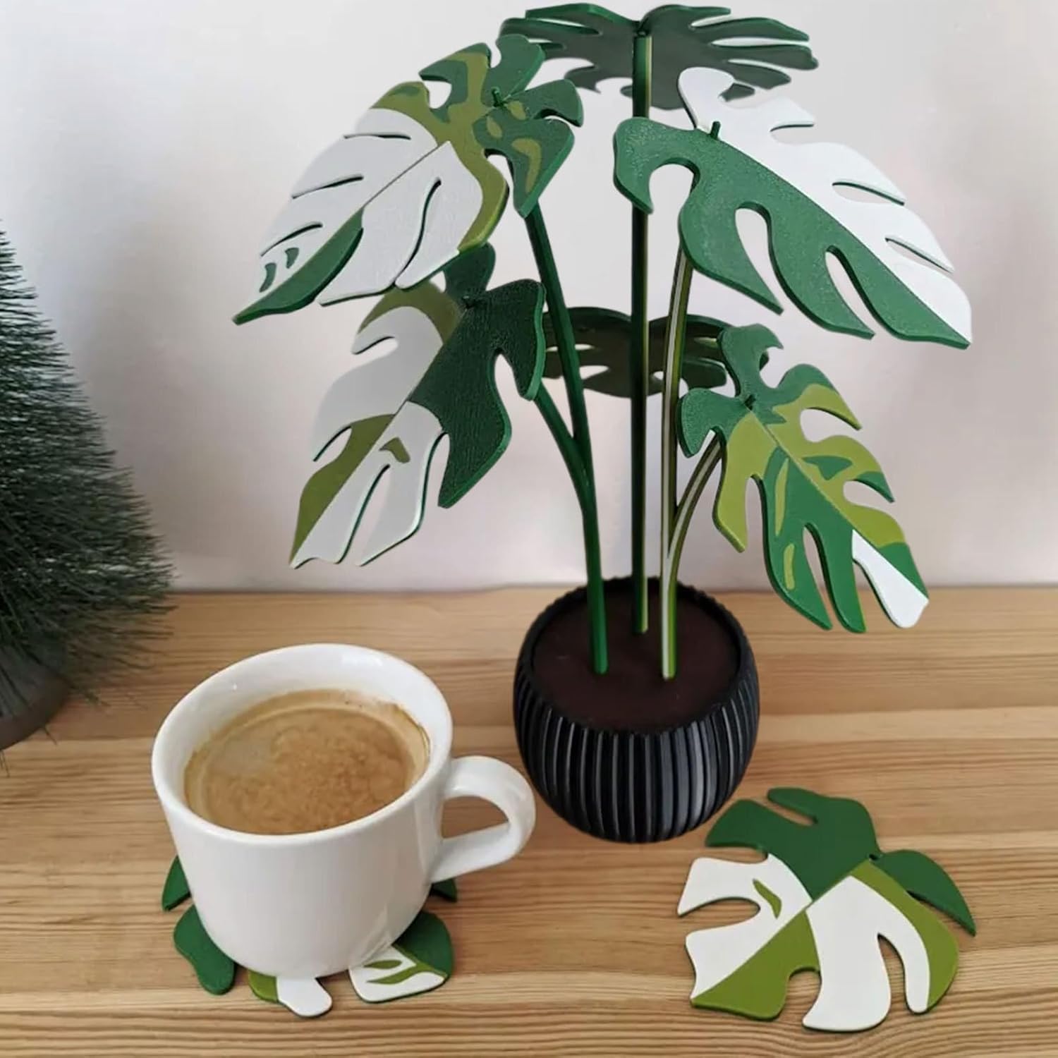 Coaster Monstera 3D Leaves Decorative Accent