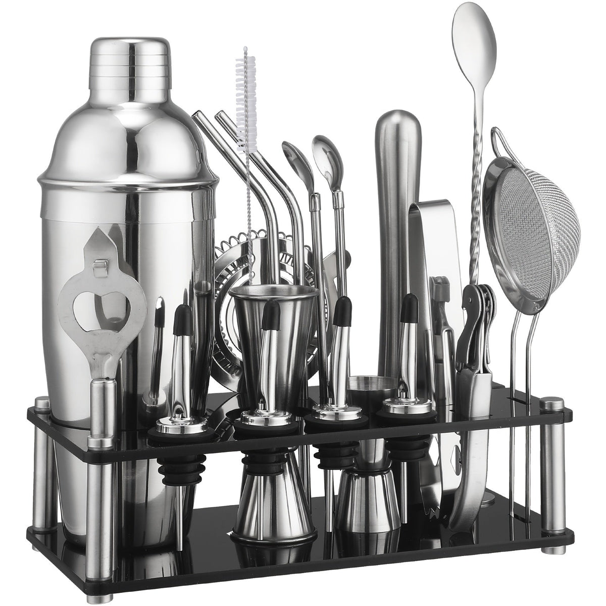 Cocktail Set 20-Piece Stainless Steel Acrylic Stand