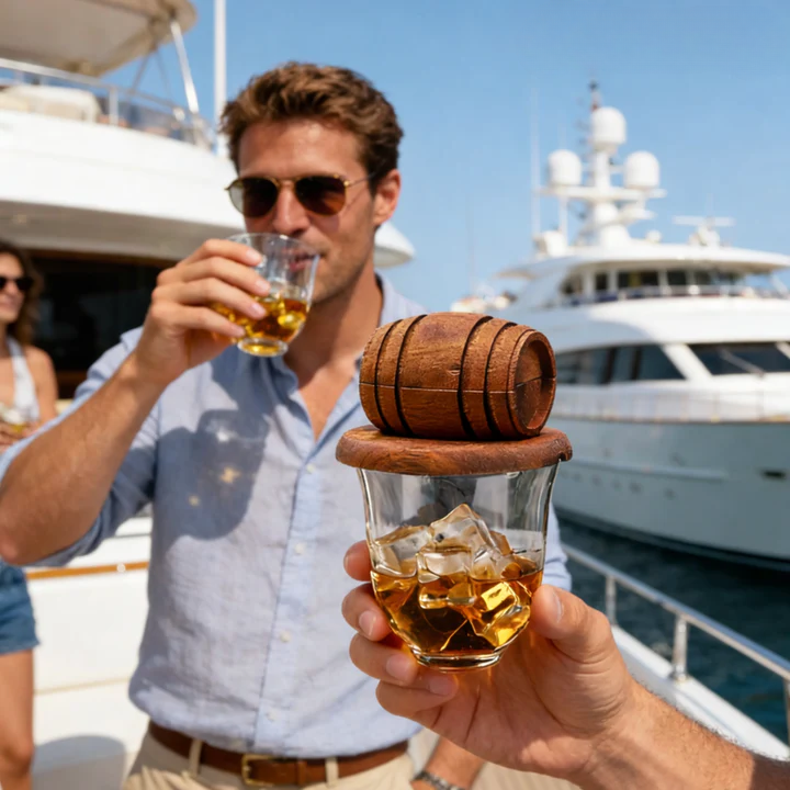 Cocktail Smoker Whiskey Barrel Wood & Stainless Bowl