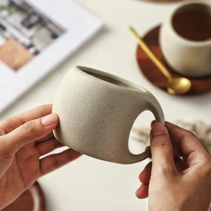 Coffee Cup & Coaster Set Matte Ceramic Microwave Safe