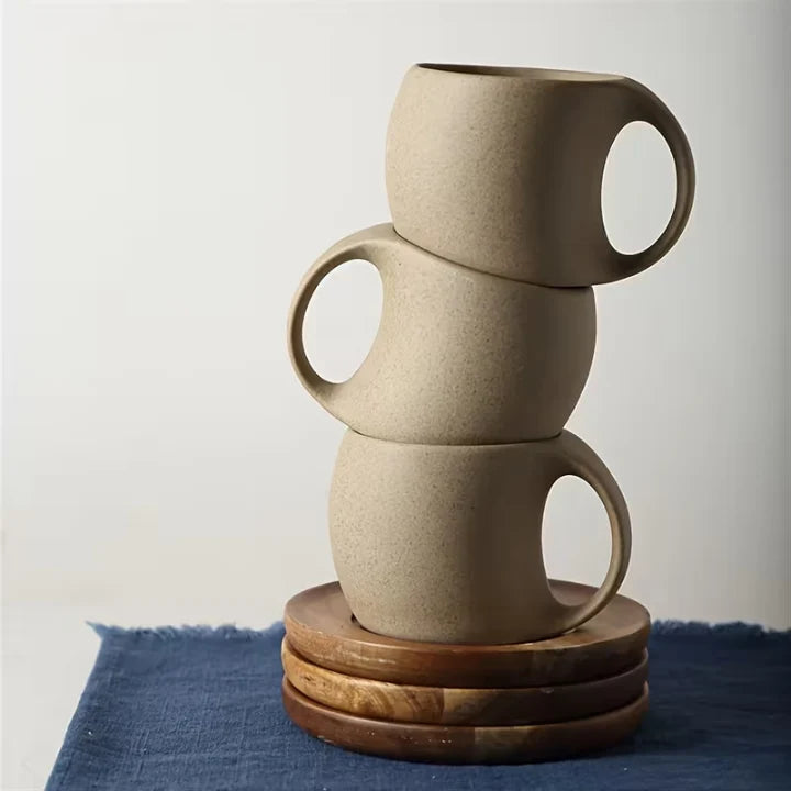 Coffee Cup & Coaster Set Matte Ceramic Microwave Safe