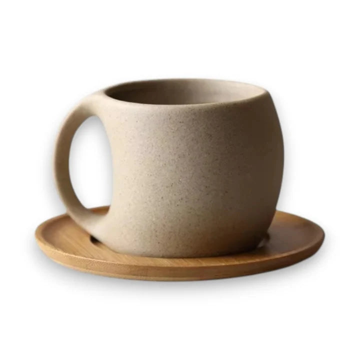 Coffee Cup & Coaster Set Matte Ceramic Microwave Safe
