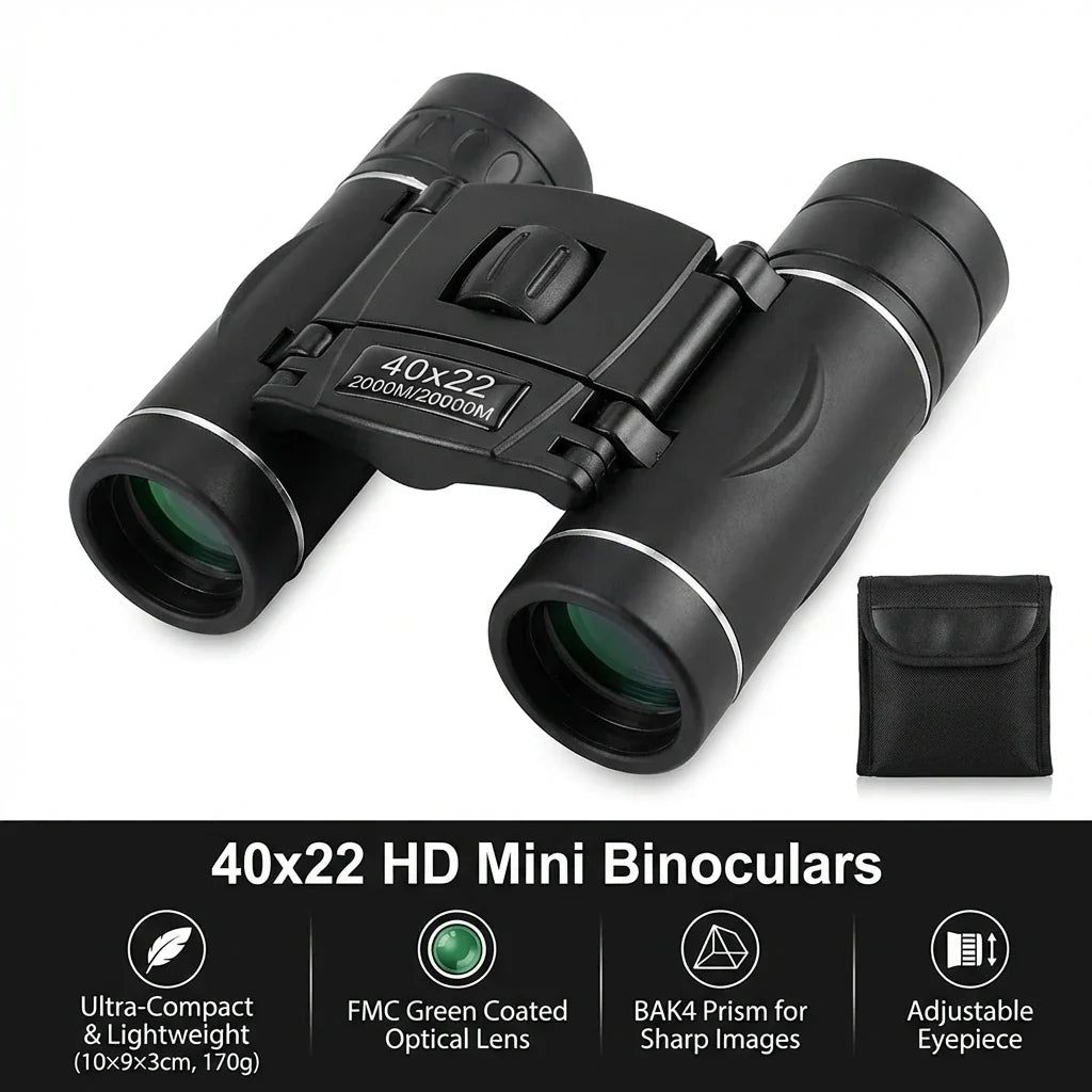 Compact Binoculars 8x Magnification Pocket-Sized Water-Resistant