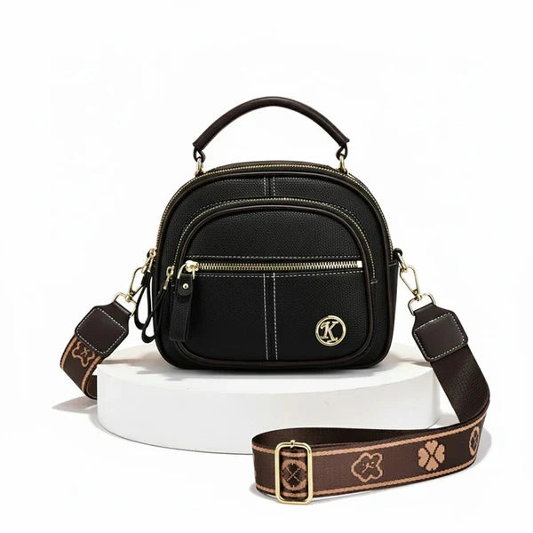 Compact Crossbody Bag Five Compartments Faux Leather