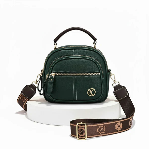 Compact Crossbody Bag Five Compartments Faux Leather