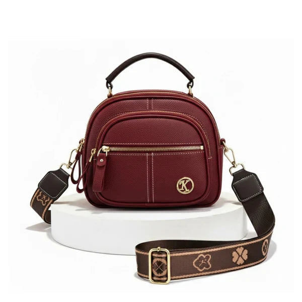 Compact Crossbody Bag Five Compartments Faux Leather