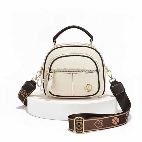 Compact Crossbody Bag Five Compartments Faux Leather