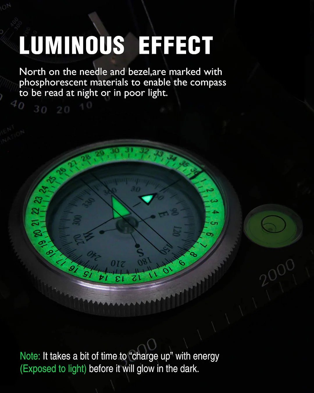 Compass Aluminum Alloy Clinometer Illuminated Dial