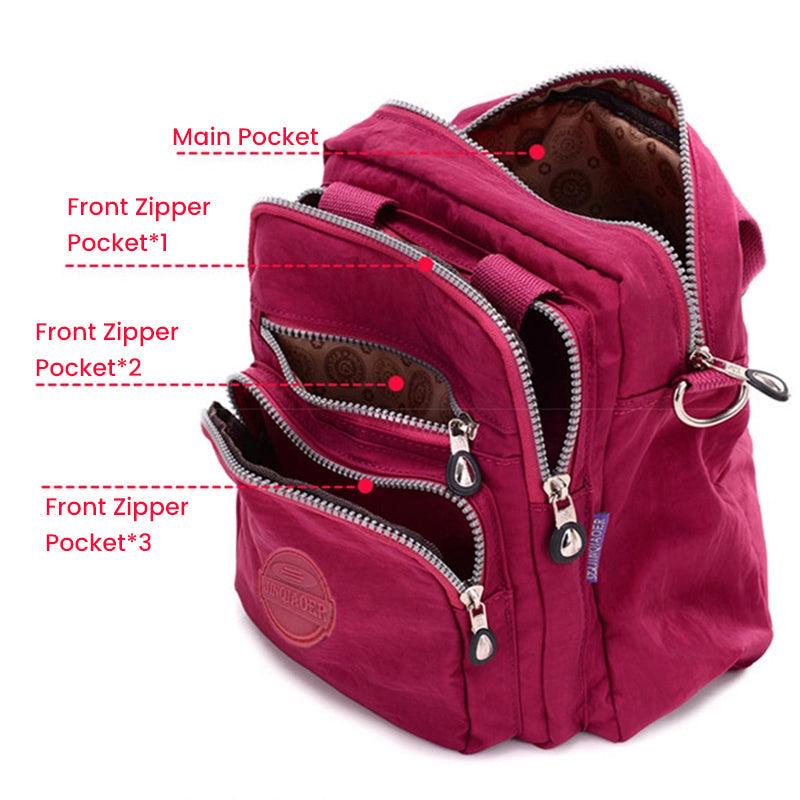 Convertible Bag 3-in-1 Handbag Shoulder Backpack Water-Resistant Nylon
