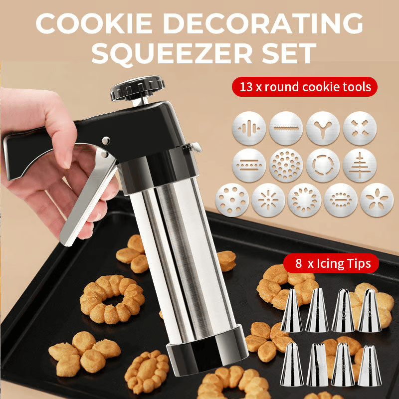 Cookie Press Set 13 Flower Designs Stainless Steel