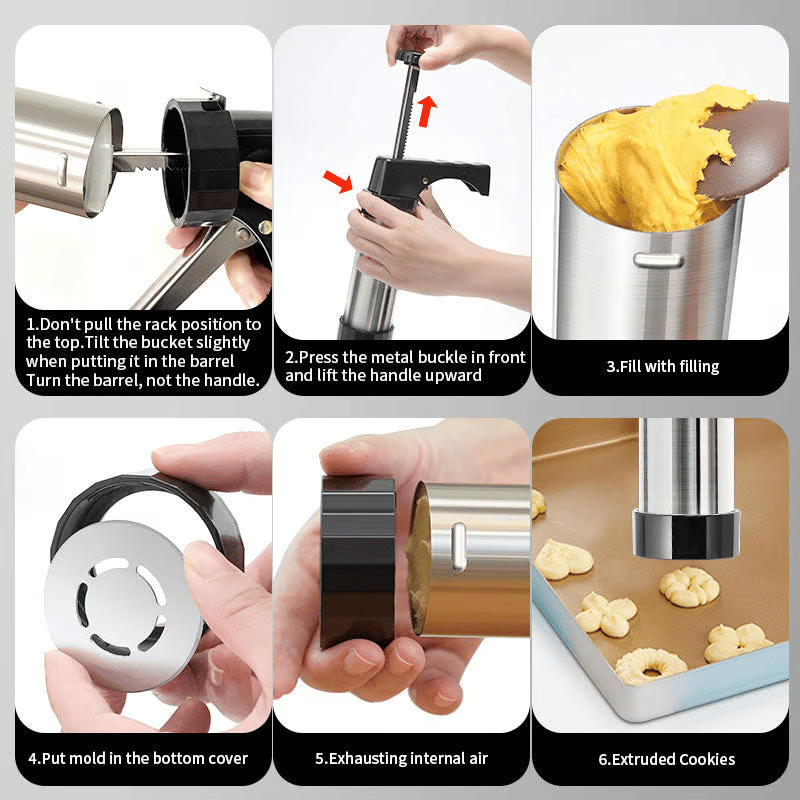 Cookie Press Set 13 Flower Designs Stainless Steel
