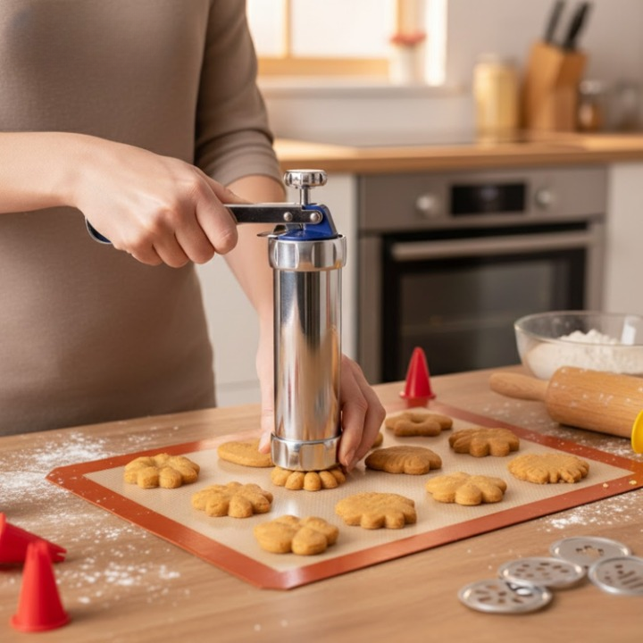 Cookie Press Set Adjustable Portion Control 20 Stencils