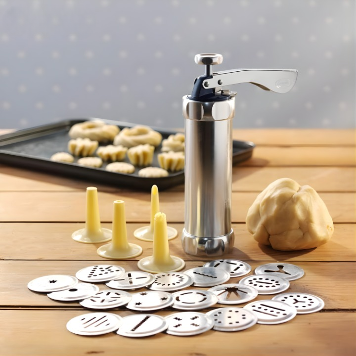 Cookie Press Set Adjustable Portion Control 20 Stencils