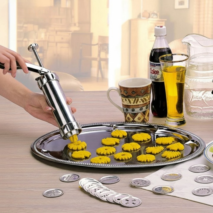 Cookie Press Set Adjustable Portion Control 20 Stencils