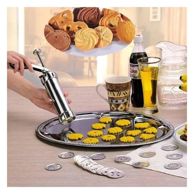 Cookie Press Stainless Steel 20 Shapes & 4 Nozzles