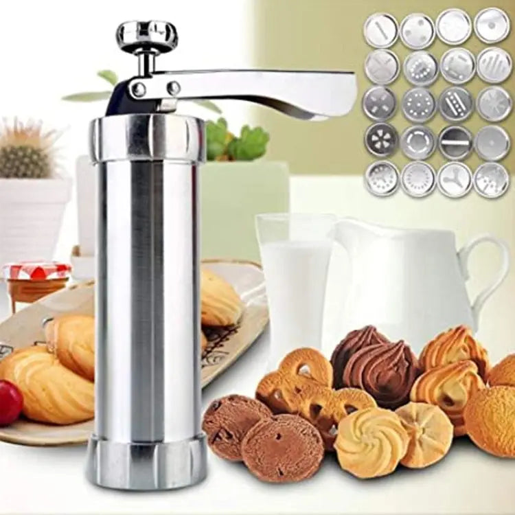 Cookie Press Stainless Steel 20 Shapes & 4 Nozzles