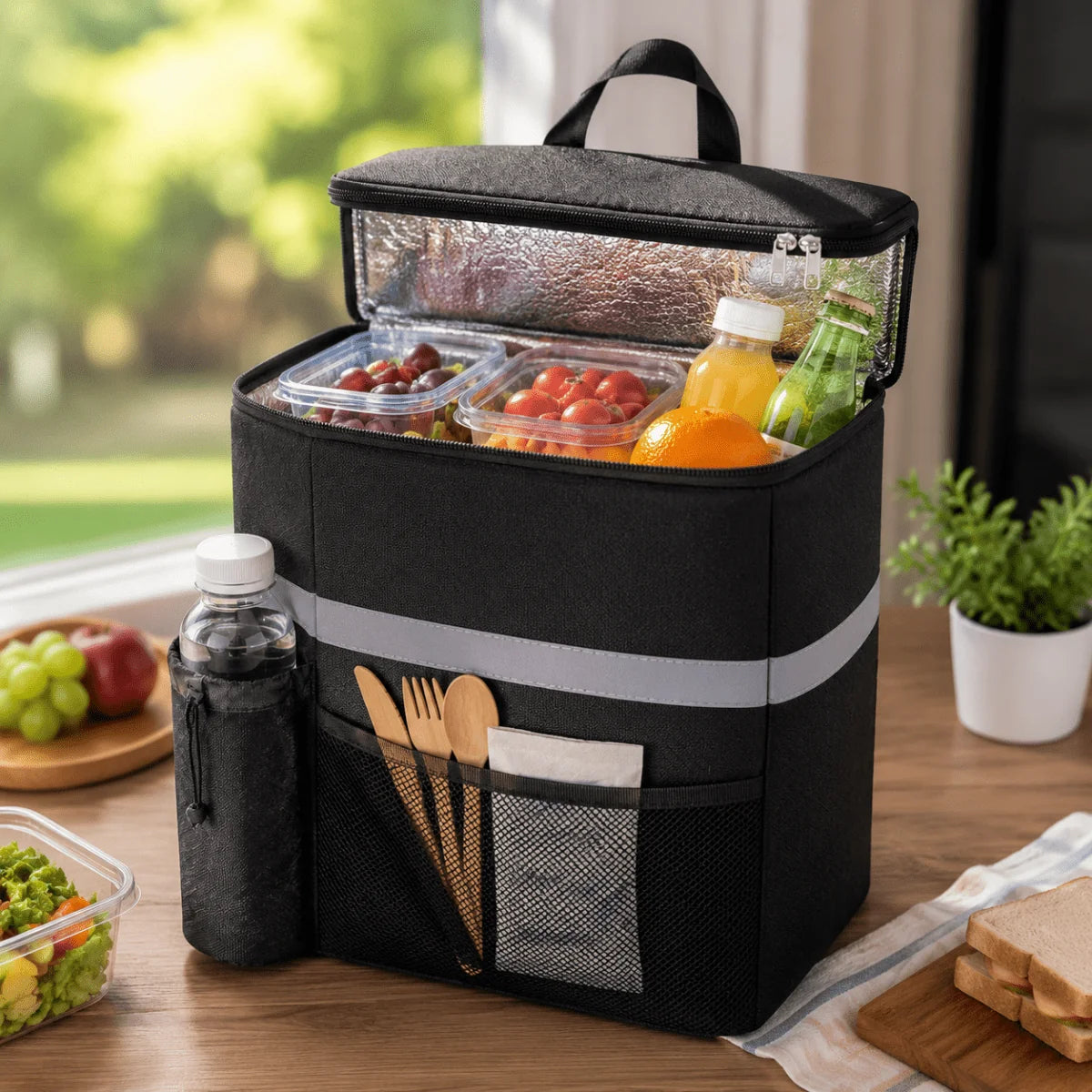 Cooler Bag Thermal Foil Lining Front & Bottle Pockets