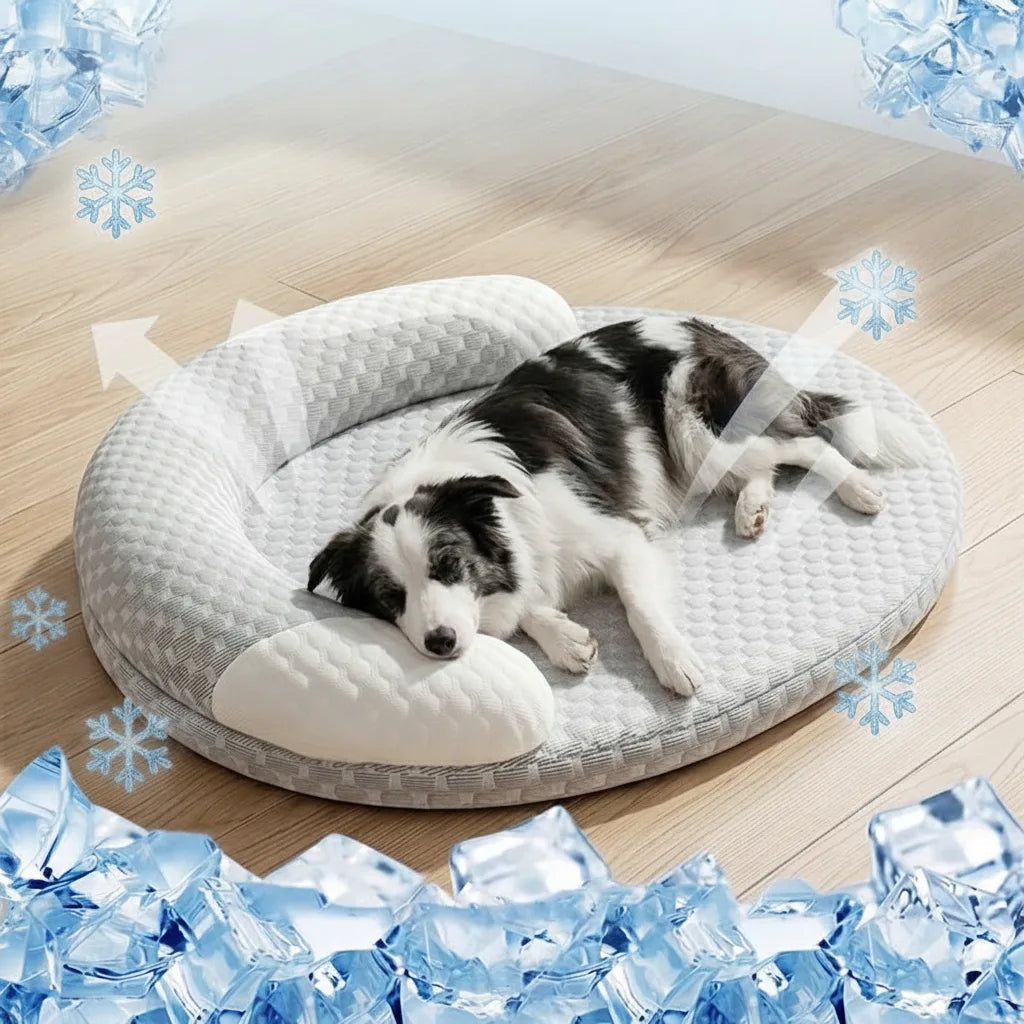 Cooling Pet Bed Ice Silk Honeycomb Raised Edge