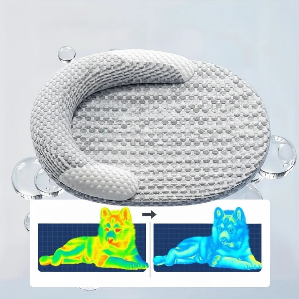 Cooling Pet Bed Ice Silk Honeycomb Raised Edge