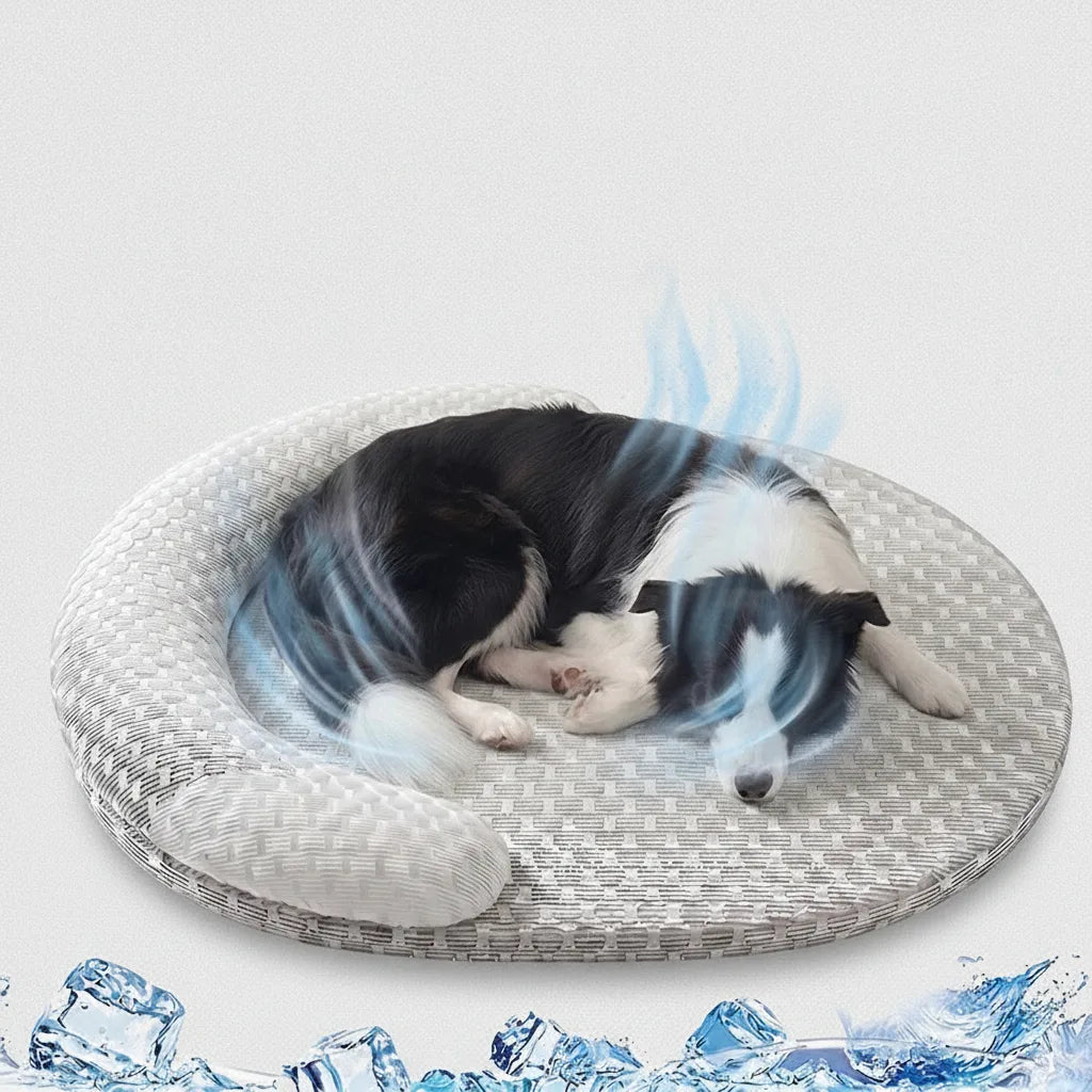 Cooling Pet Bed Ice Silk Honeycomb Raised Edge