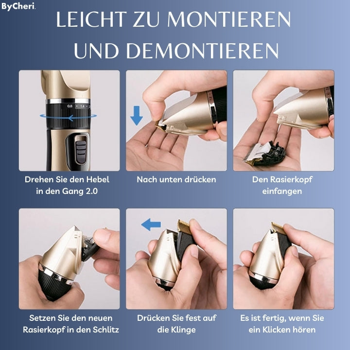 Cordless Trimmer Titanium-Ceramic Blade 8 Guide Combs