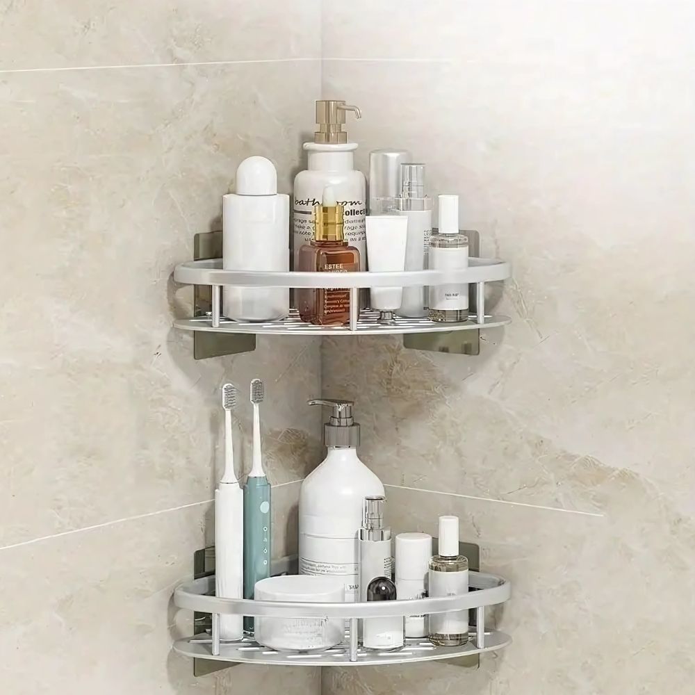 Corner Shower Shelf Drill-Free Mount Aluminum