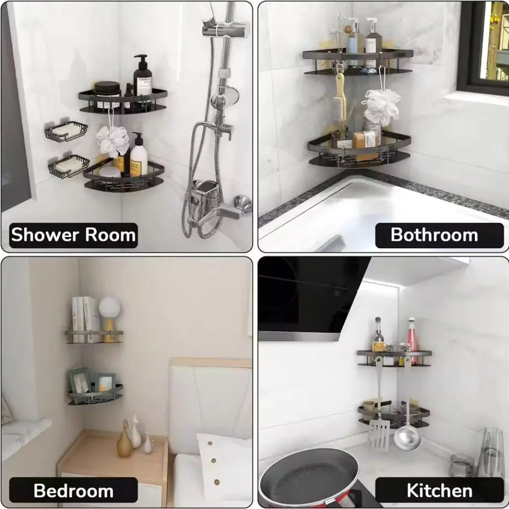 Corner Shower Shelf Self-Adhesive Aluminum Rust-Resistant