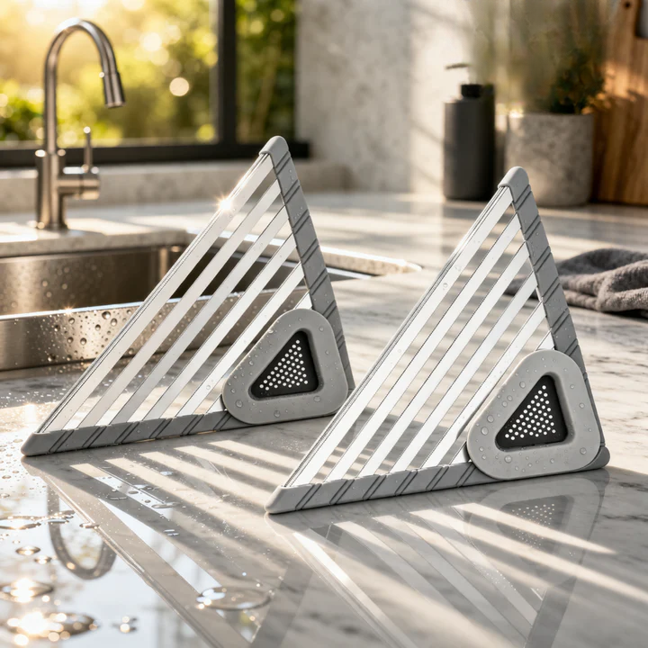Corner Sink Organizer Sloped Drain Rust-Resistant Aluminum