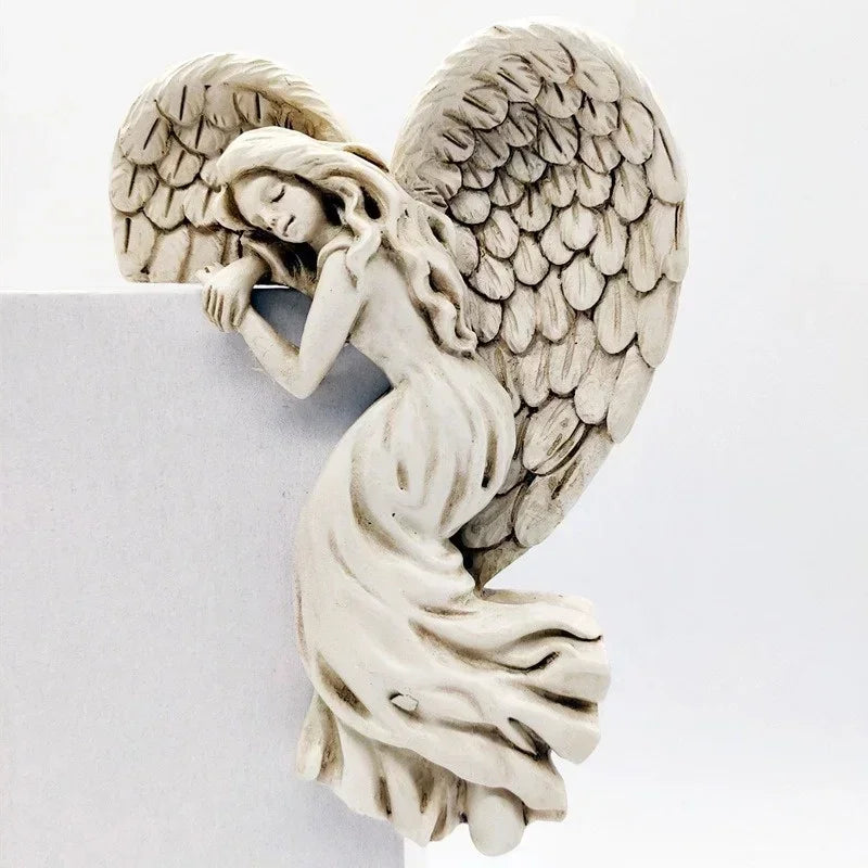 Corner Wall Sculpture Angel Design Lightweight Resin