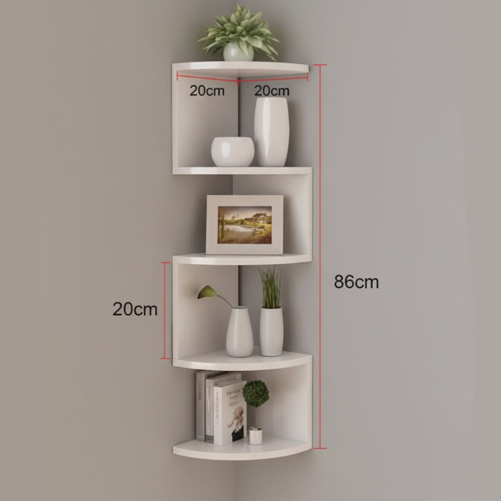 Corner Wall Shelf Zigzag 5-Tier Lacquered MDF