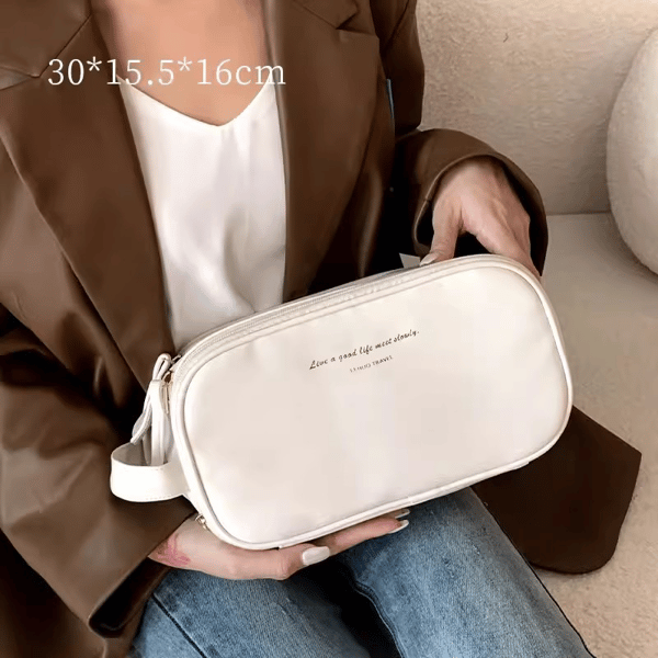 Cosmetic Bag Compartmentalized Elastic Bands & Mesh Pockets