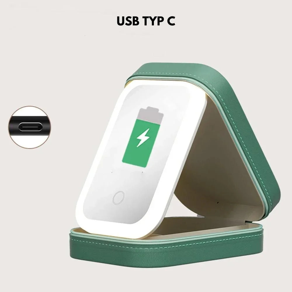 Cosmetic Case Adjustable LED Mirror & Organized Compartments