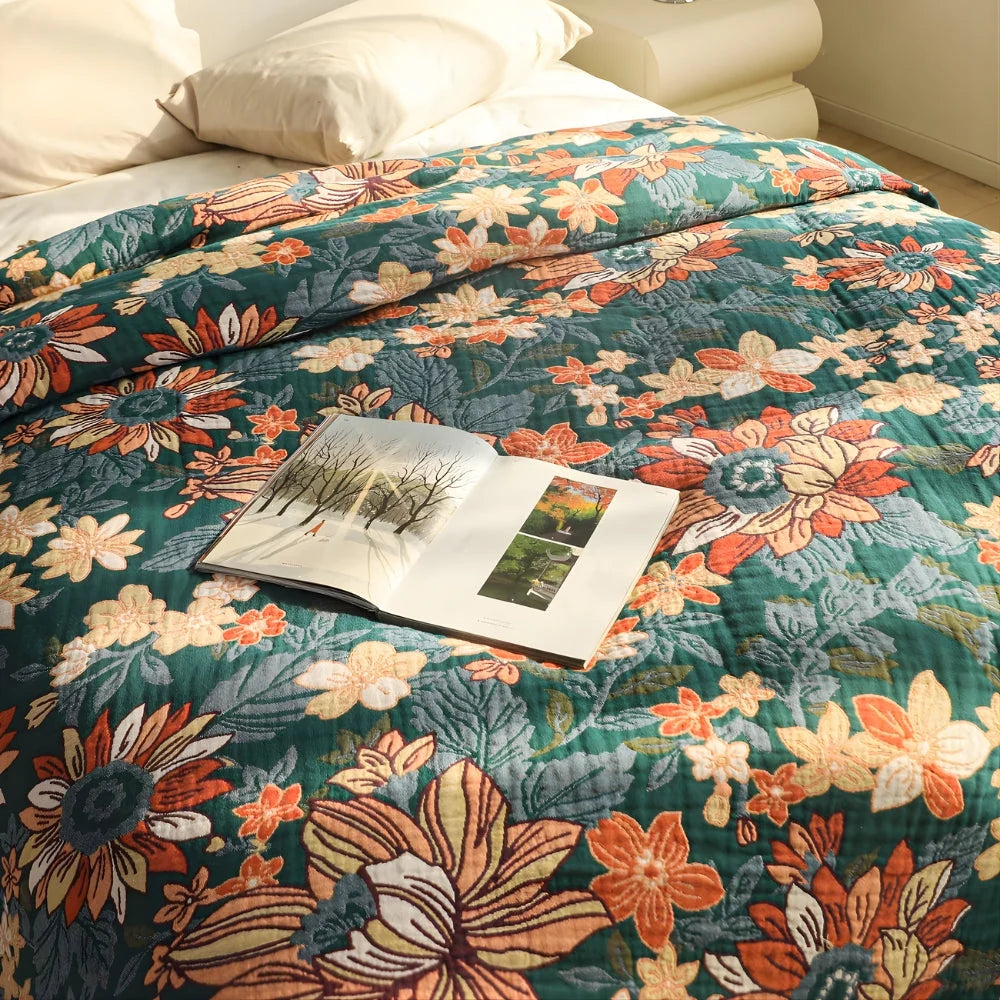 Cotton Bedspread Double Gauze & Hand-Knotted Tassels