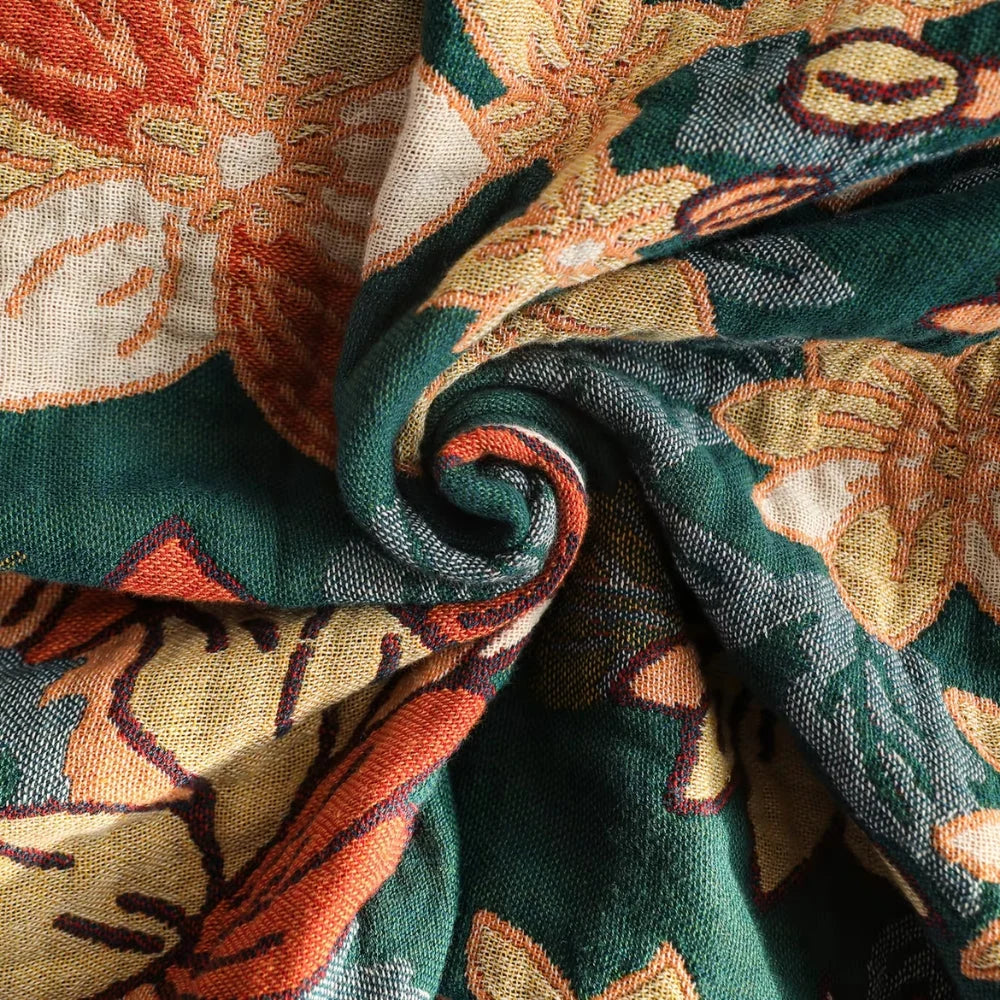 Cotton Bedspread Double Gauze & Hand-Knotted Tassels