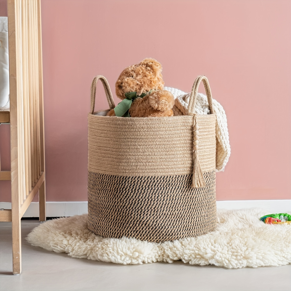 Cotton Storage Basket Handmade Macramé Foldable & Portable